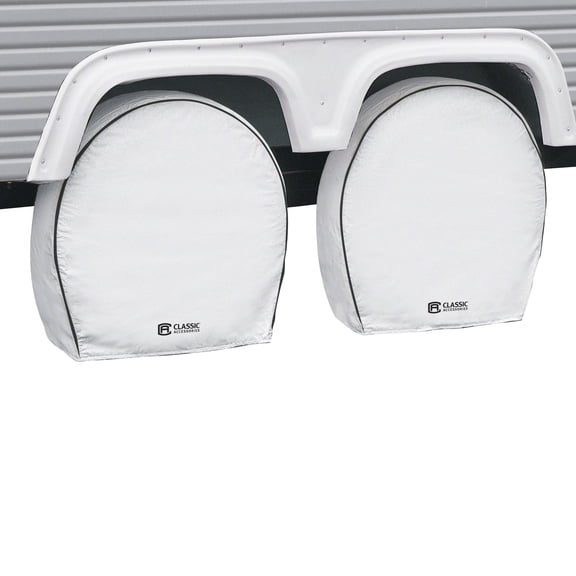 Classic Accessories Over Drive Deluxe RV Wheel Cover, Wheels 24" - 27" Diameter, 8.5" Tire Width White