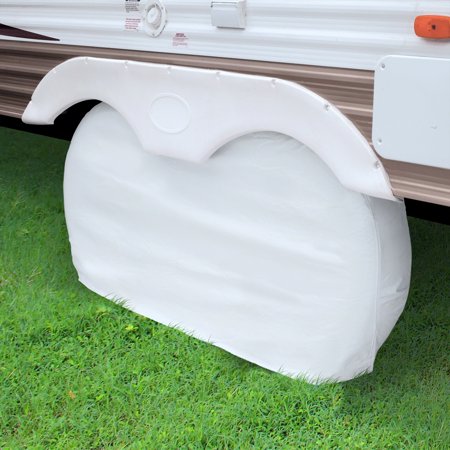 Classic Accessories OverDrive RV Dual Axle Wheel Cover, Wheels 30" - 33" Diameter, White