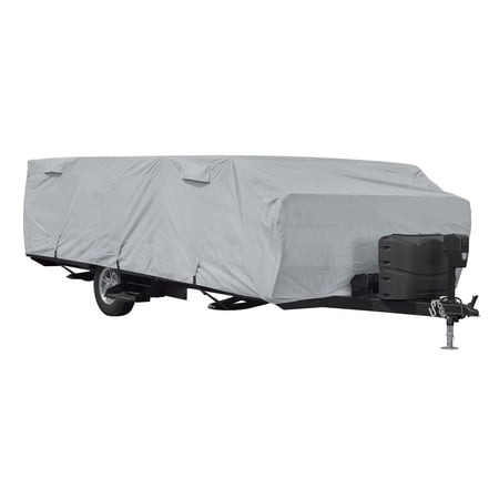 Classic Accessories OverDrive PermaPRO™ Folding Camping Travel Trailer Cover, Fits 10' - 12'L Trailers - Lightweight Ripstop and Water Repellent RV Cover, Grey