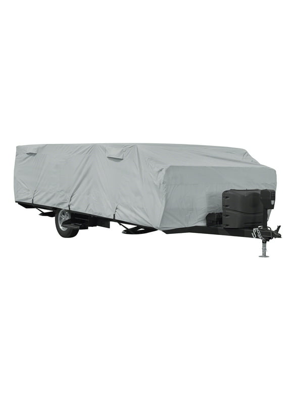 Classic Accessories OverDrive PermaPRO™ Folding Camping Travel Trailer Cover, Fits 10' - 12'L Trailers - Lightweight Ripstop and Water Repellent RV Cover, Grey
