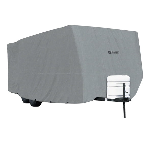Classic Accessories OverDrive PolyPRO 1 Travel Trailer RV Cover, Fits 33' - 35' RVs - Breathable and Water Repellent Travel Trailer Cover