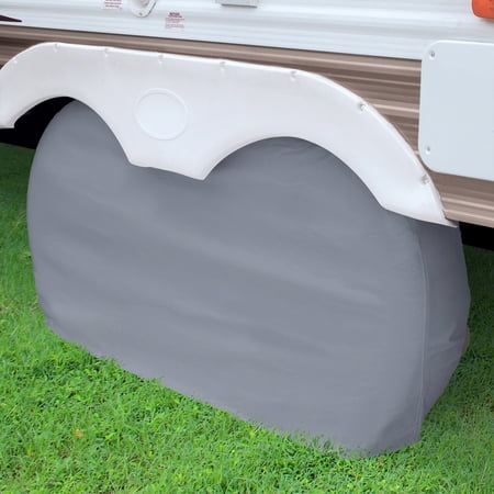 Classic Accessories OverDrive RV Cover - Dual Axle Wheel Cover, Wheels 30" - 33" Diameter, Grey
