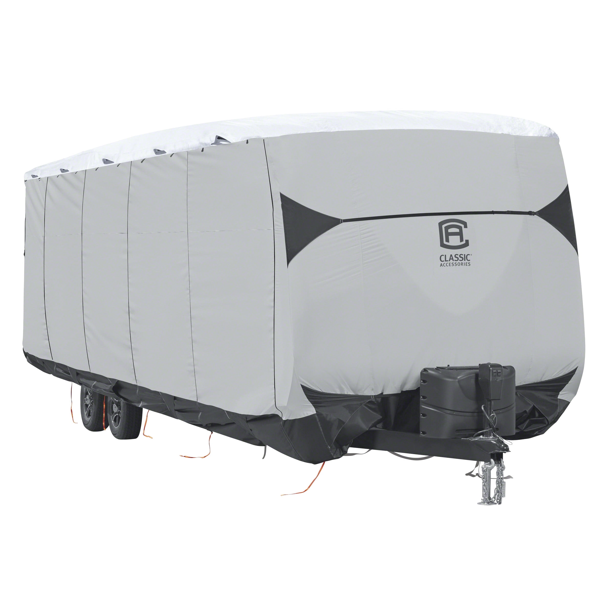 Classic Accessories OverDrive SkyShield? Deluxe Tyvek? Travel Trailer Cover, Fits 15' - 18' Trailers - Water Repellent Tyvek? RV Cover, Black/Grey/Snow White