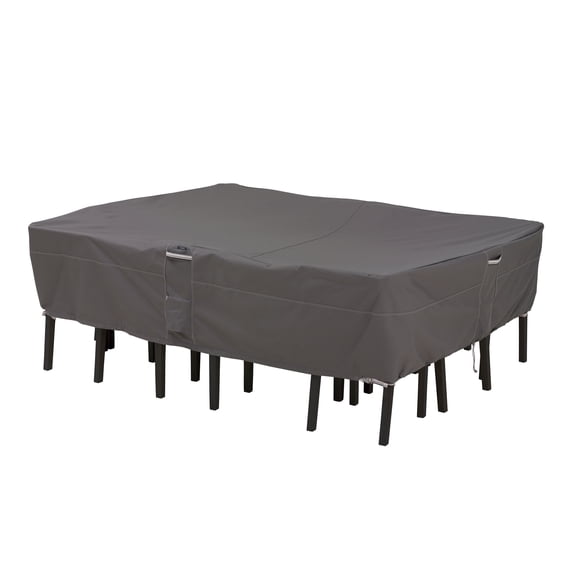 Classic Accessories Ravenna® Rectangular/Oval Patio Table & Chair Set Cover - Premium Outdoor Furniture Cover with Water Resistant Fabric, Medium (55-154-035101-EC)