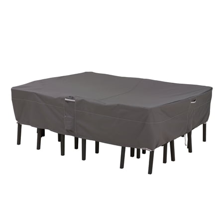 Classic Accessories Ravenna® Rectangular/Oval Patio Table & Chair Set Cover - Premium Outdoor Furniture Cover with Water Resistant Fabric, X-Large (55-156-055101-EC)