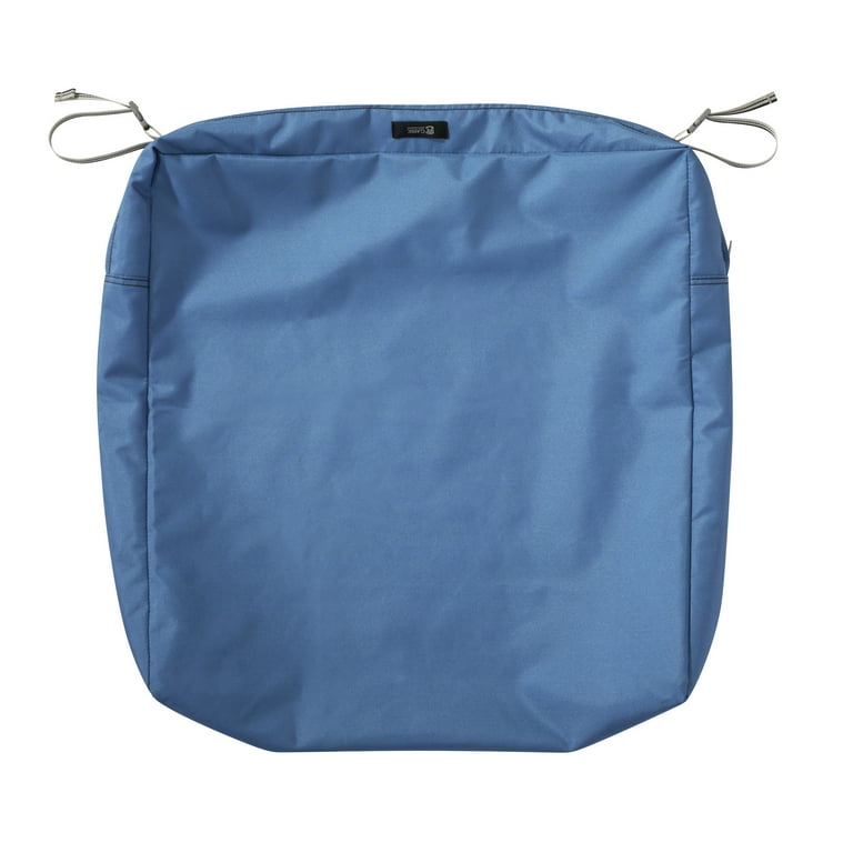 Classic Accessories Ravenna Rectangular Patio Seat Cushion Slip Cover Durable Outdoor Cushion Empire Blue 21 L x 25 W x 5 Thick