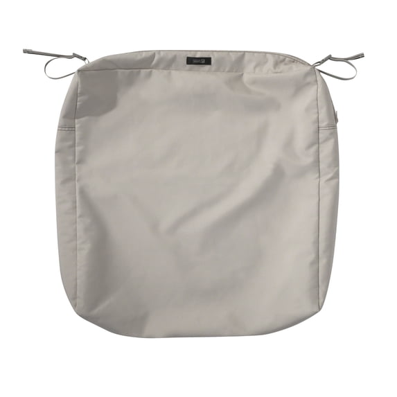Classic Accessories Ravenna Rectangular Patio Seat Cushion Slip Cover - Durable Outdoor Cushion, Mushroom, 21"L x 25"W x 5"Thick