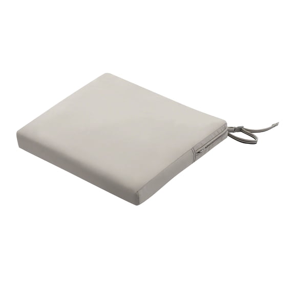 Classic Accessories Ravenna® Rectangular Patio Seat Cushion Slip Cover & Foam - Durable Outdoor Cushion, Mushroom, 17"W x 15"D x 2"Thick
