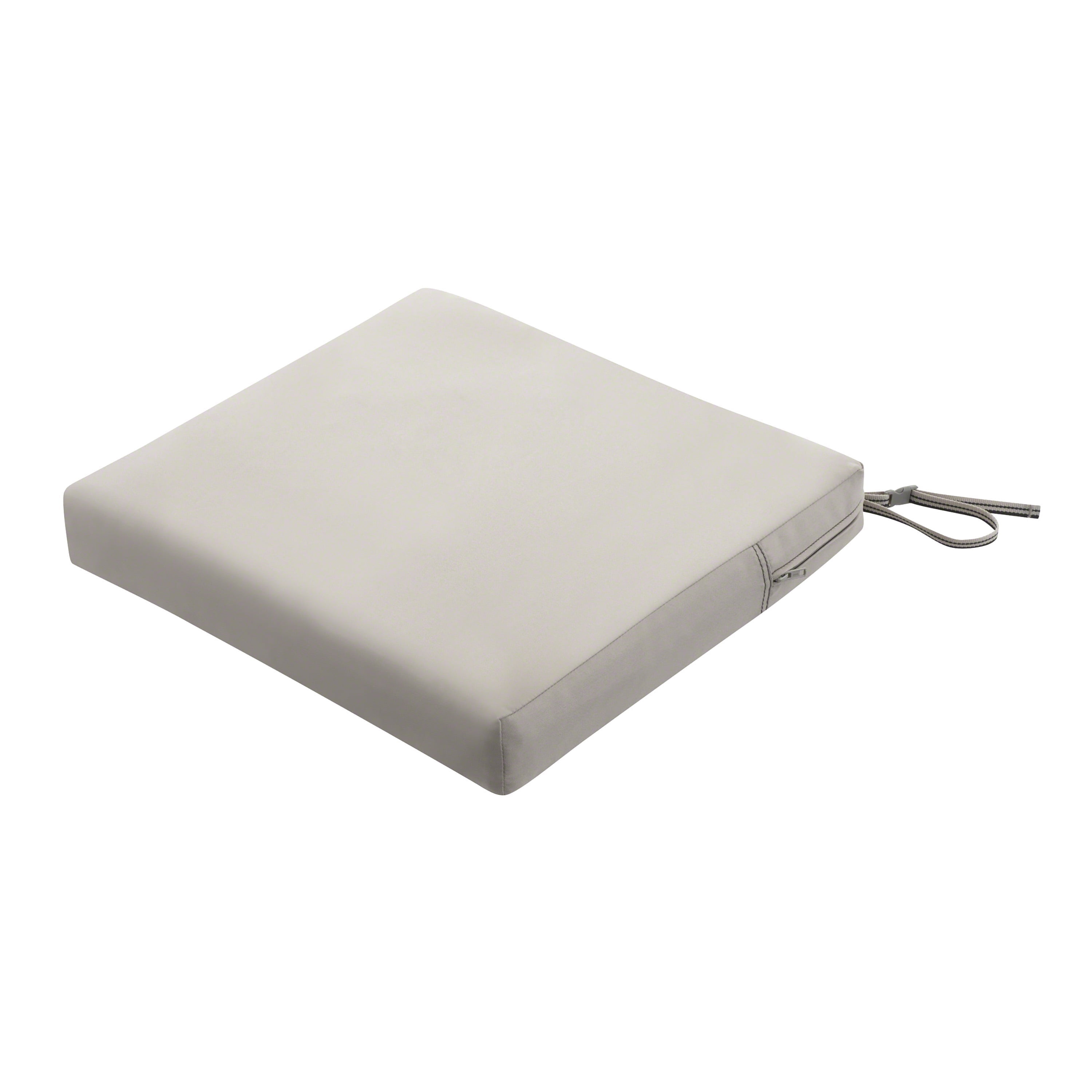 Classic Accessories Ravenna® Rectangular Patio Seat Cushion Slip Cover & Foam - Durable Outdoor Cushion, Mushroom, 21"W x 19"D x 3"Thick