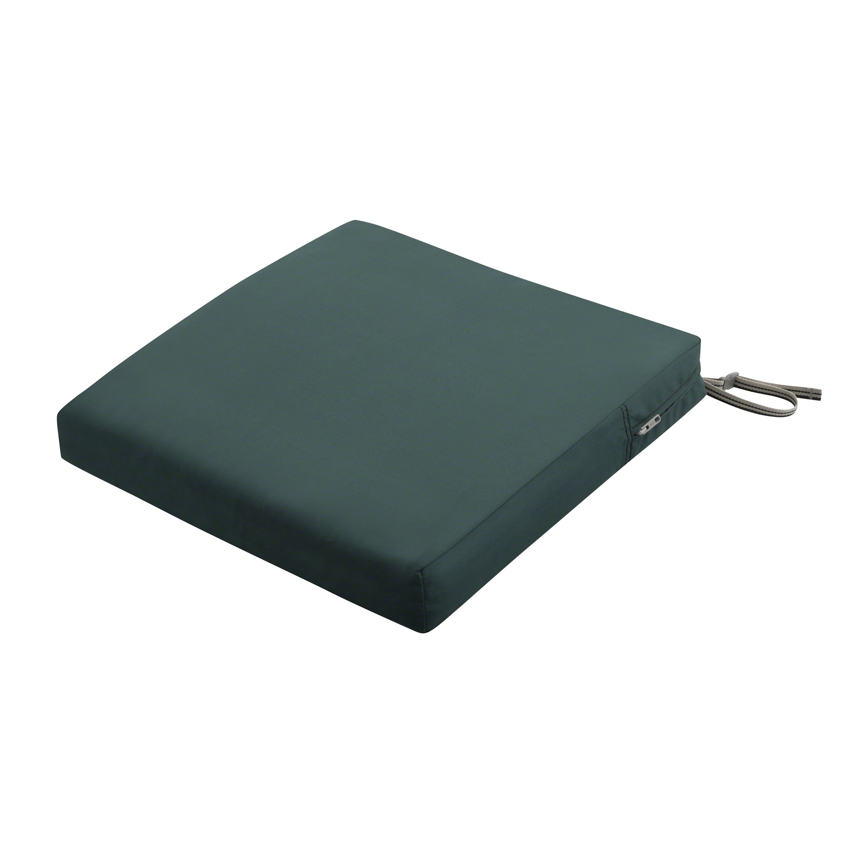 Classic Accessories Ravenna® Square Patio Seat Cushion Slip Cover & Foam - Durable Outdoor Cushion, Mallard Green, 19"W x 19"D x 3"Thick