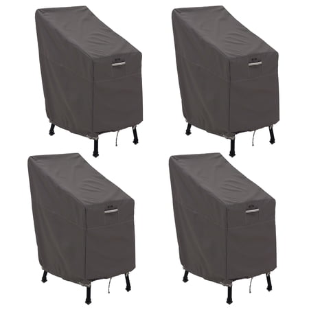 Classic Accessories Ravenna Water-Resistant 26 Inch Patio Bar Chair & Stool Cover, 4 Pack