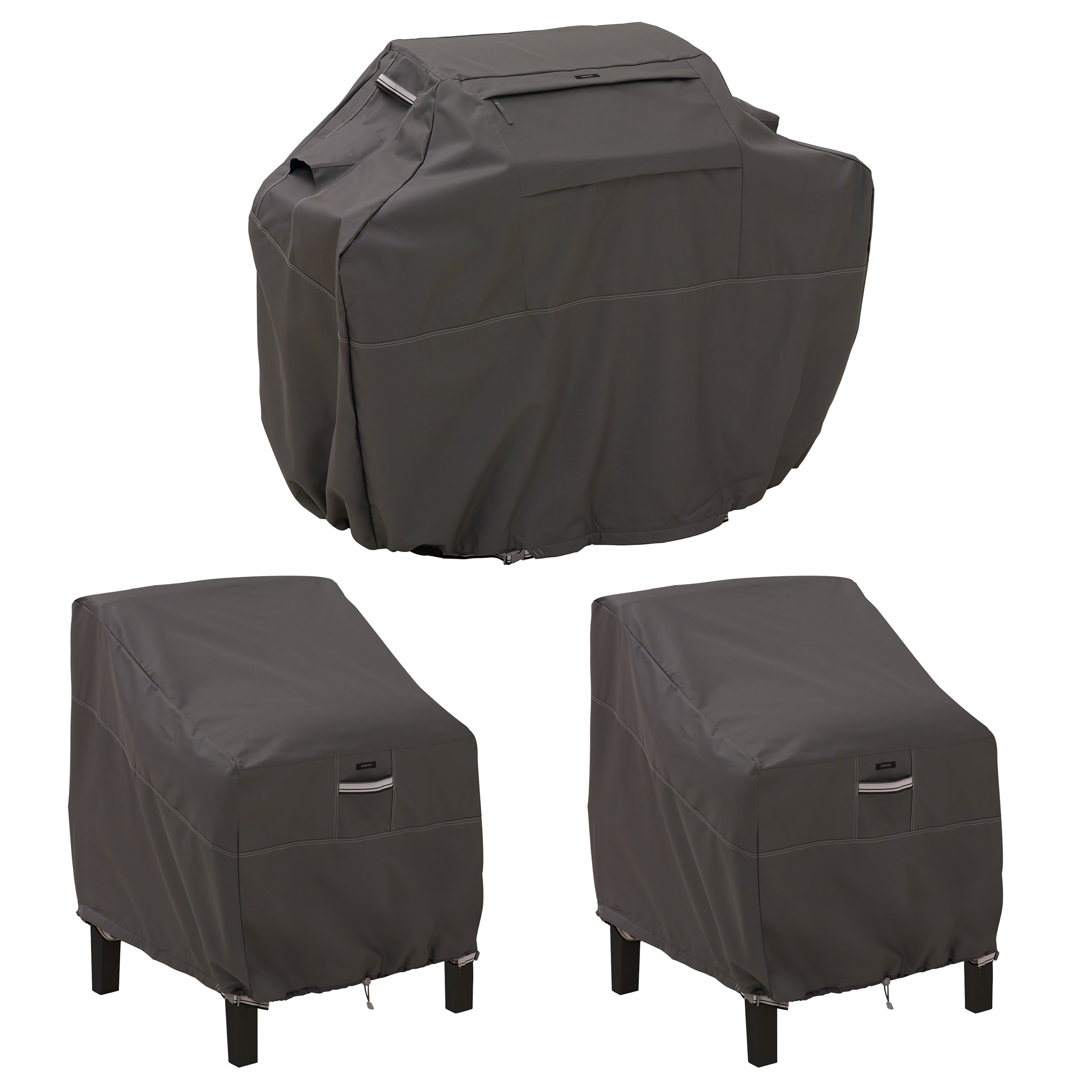 Classic Accessories Ravenna Water-Resistant 64 Inch BBQ Grill Cover and 38 Inch Patio Lounge Chair Cover Bundle - image 1 of 16