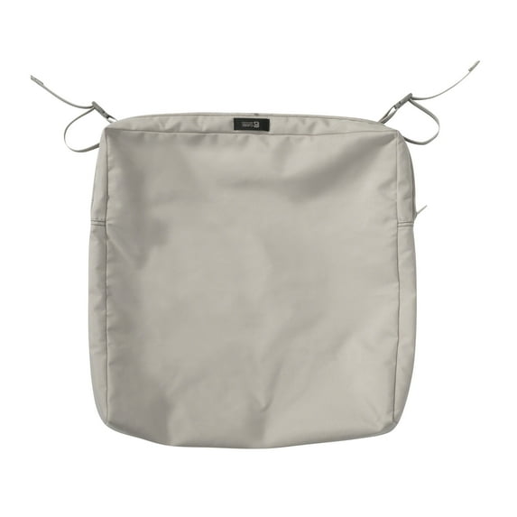 Classic Accessories Ravenna Water-Resistant Patio Chair Seat Cushion Cover, 18 x 18 x 2 Inch, Mushroom