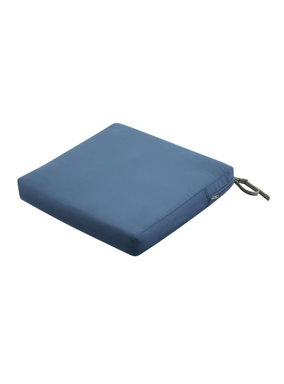 Classic Accessories Ravenna Water-Resistant Patio Seat Cushion, 21 x 21 x 3 inch, Empire Blue