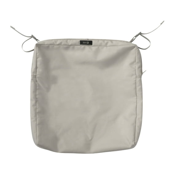 Classic Accessories Ravenna Water-Resistant Patio Seat Cushion Cover, 21 x 21 x 3 inch, Mushroom