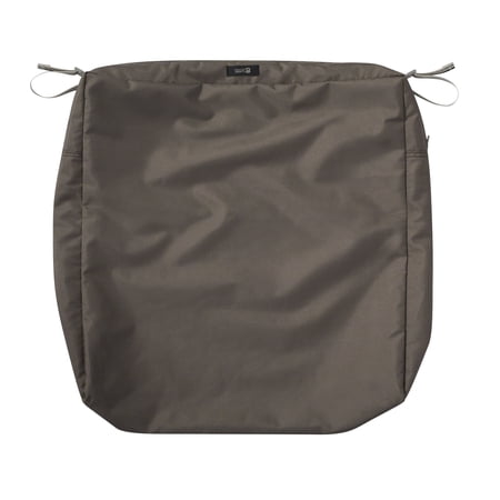 Classic Accessories Ravenna Water-Resistant Patio Seat Cushion Cover, 25 x 25 x 5 inch, Dark Taupe