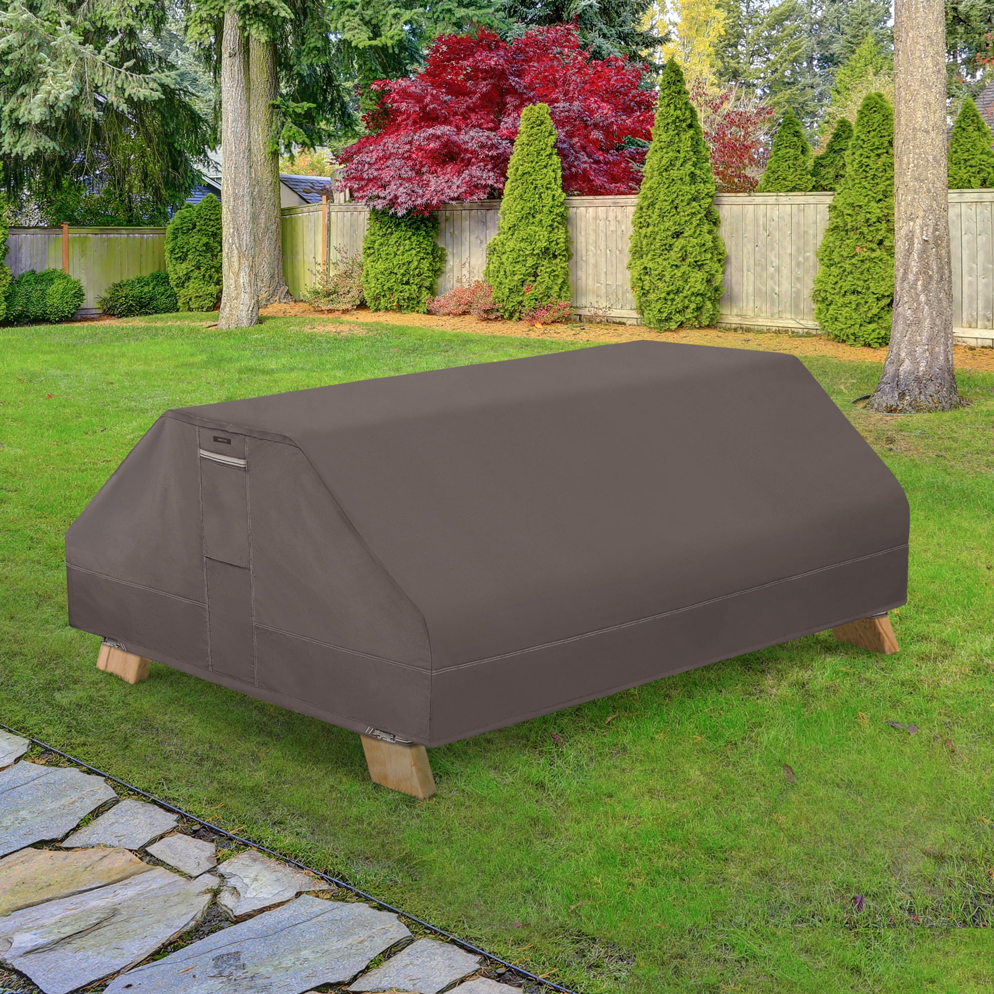 Ravenna Dark Brown Water-Resistant Rectangle Picnic Table Cover, 72 x 57 x 33 Inch