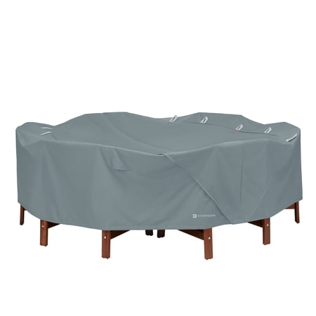 Classic Accessories Storigami Water-Resistant 94 Inch Easy Fold Round Table & Chairs Cover, Monument Grey