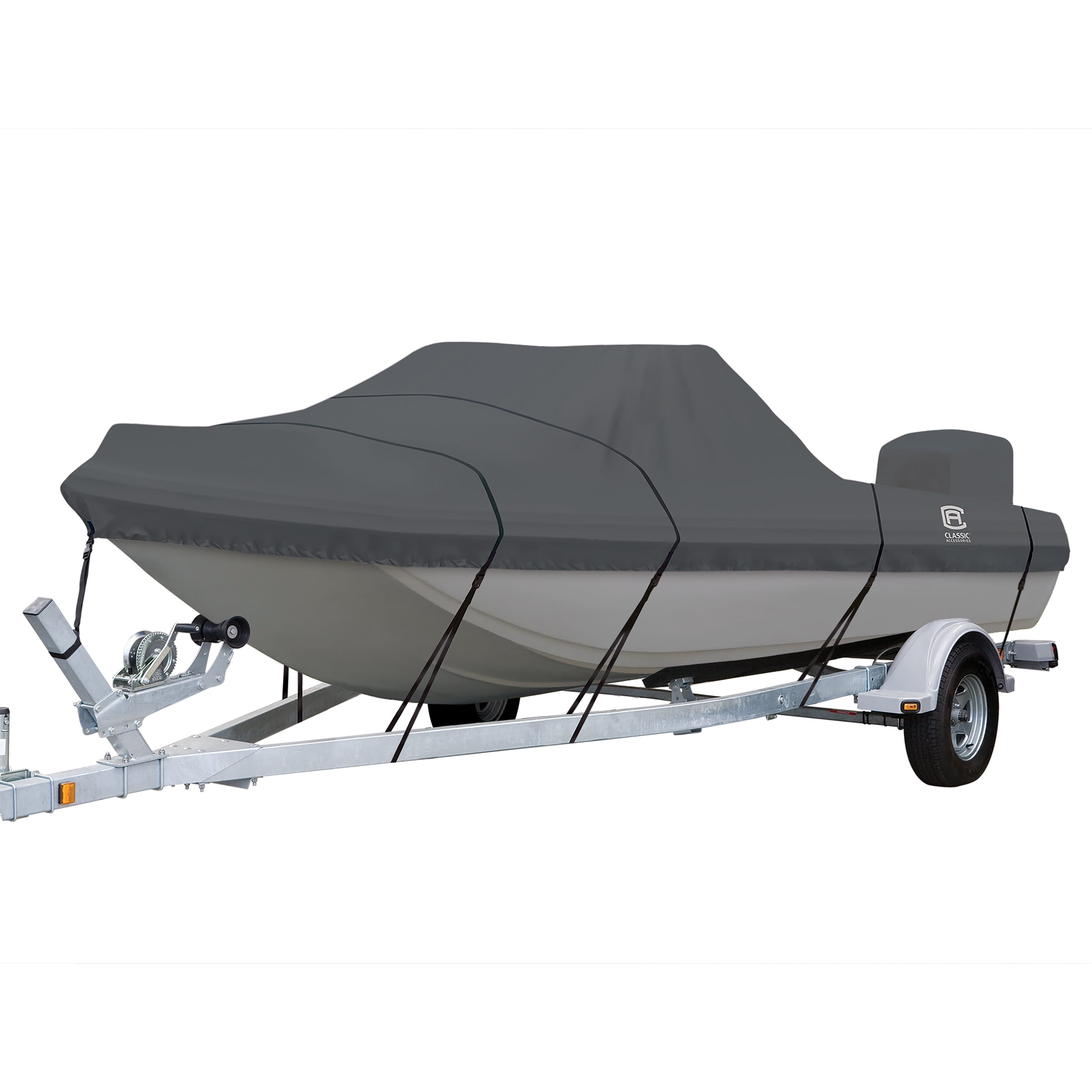 Classic Accessories StormPro Heavy-Duty Tri-Hull Outboard Boat Cover, Fits Boats 15 ft 6 in - 16 ft 6 in Long x 86 in Wide