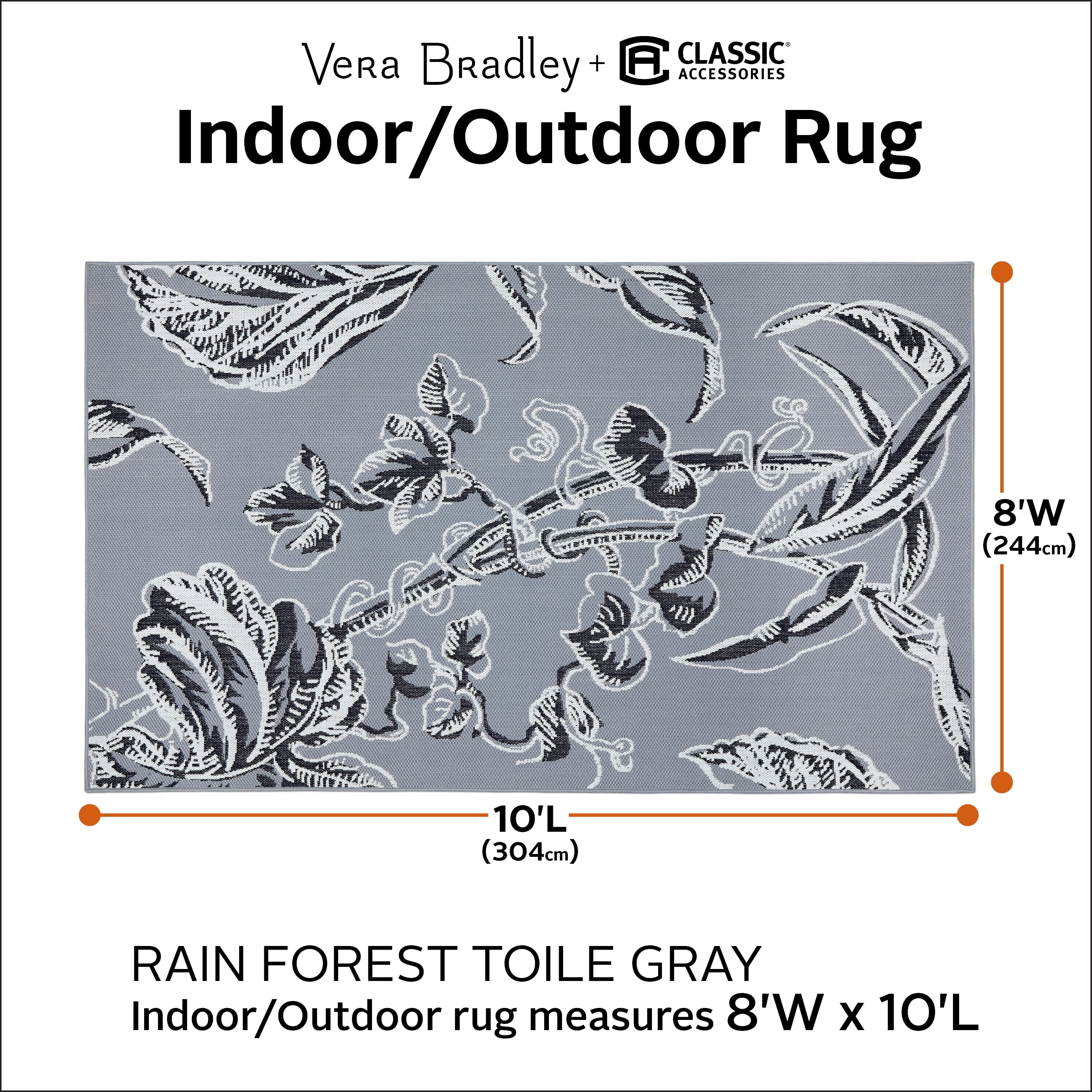 Reversible Gray and Yellow Floral 8' x 10' Synthetic Rug