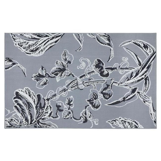 Reversible Gray and Yellow Floral 8' x 10' Synthetic Rug