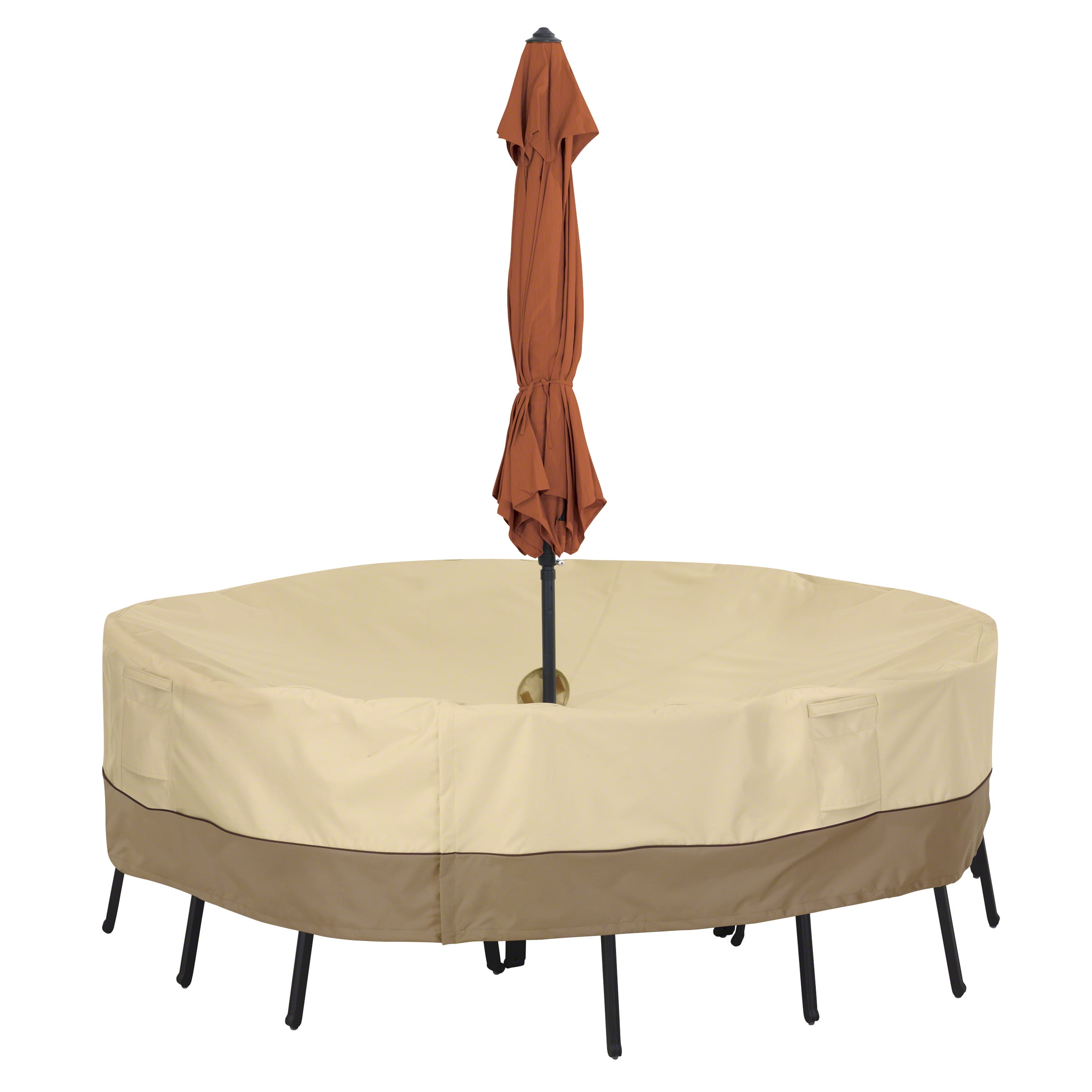 Classic accessories veranda large round patio table set cover with umbrella hole sale