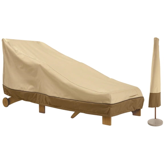 Classic Accessories Veranda Chaise and Umbrella Cover Value Bundle