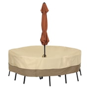Classic Accessories Veranda™ Round Patio Table & Chair Set Cover with Umbrella Hole - Water Resistant Patio Set Cover, Small