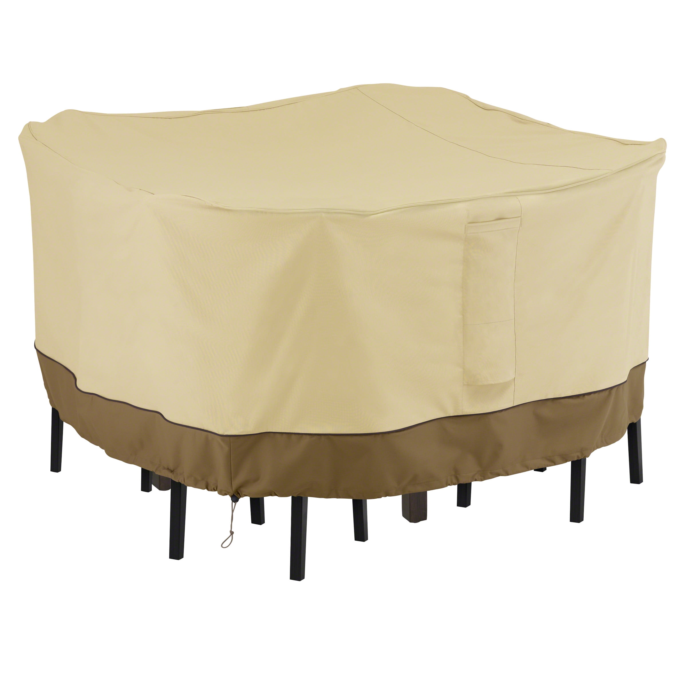 Tan and Brown Heavyweight Polyester Square Patio Furniture Cover