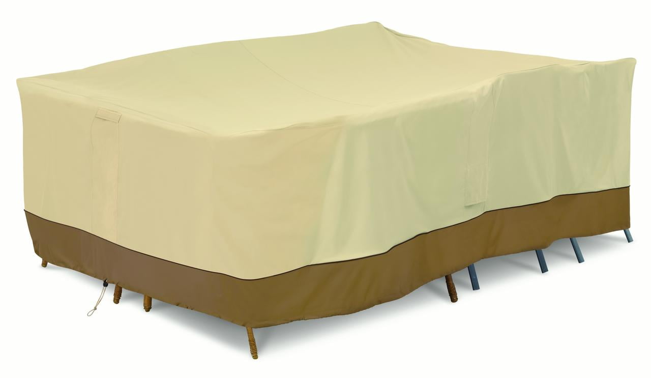 Extra Large Beige and Brown Water-Resistant Patio Furniture Cover