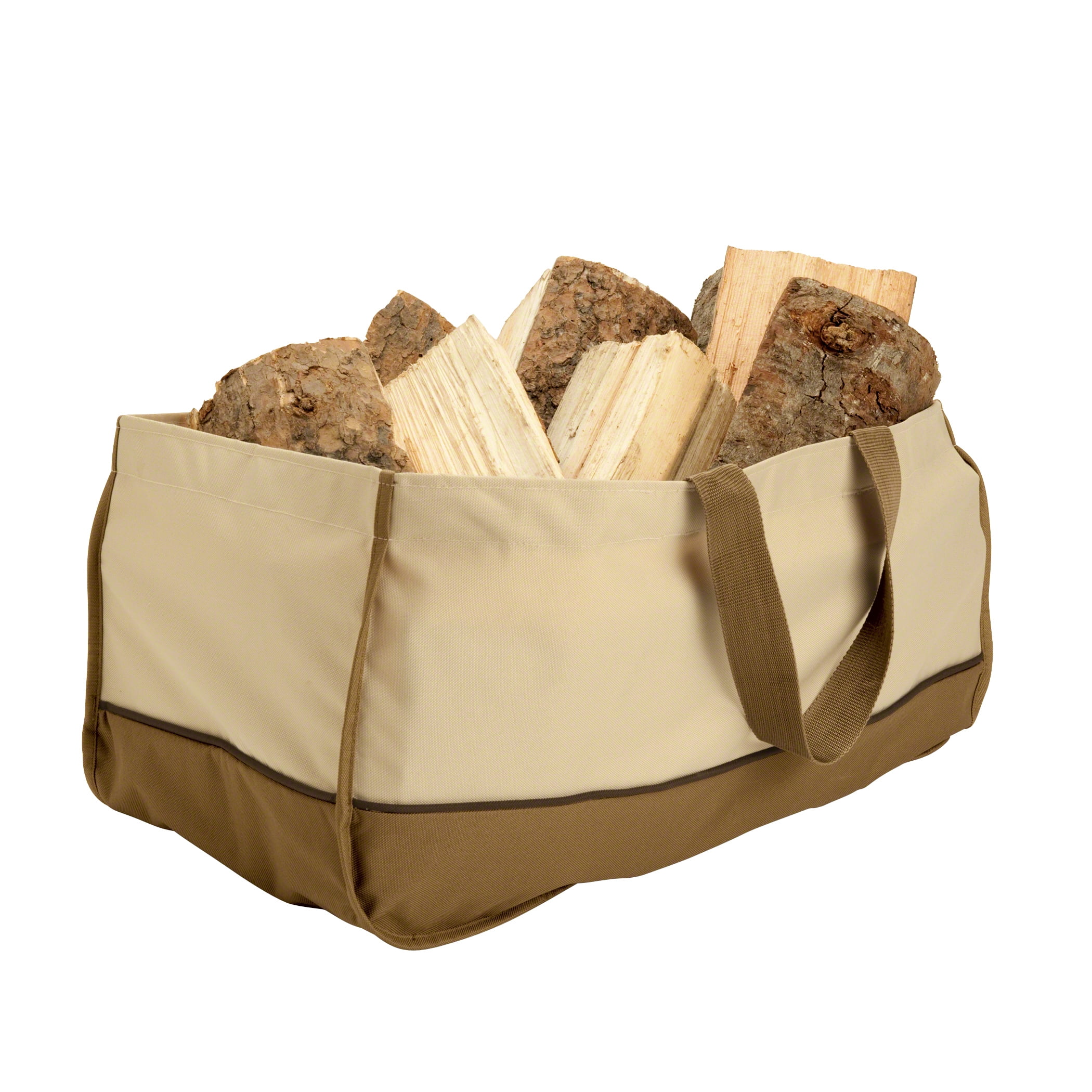 Beige and Brown Water-Resistant Jumbo Log Tote with Cover