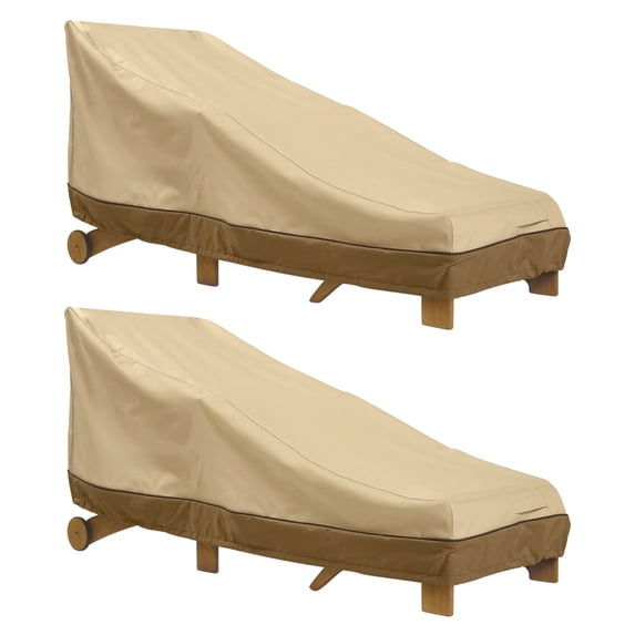 Classic Accessories Veranda Water-Resistant 66 Inch Patio Day Chaise Lounge Chair Cover, 2 Pack