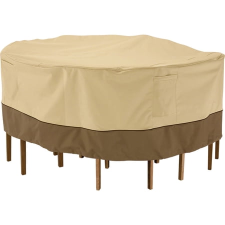 Classic Accessories Veranda Water-Resistant 82 Inch Round Patio Table & Chair Set Cover