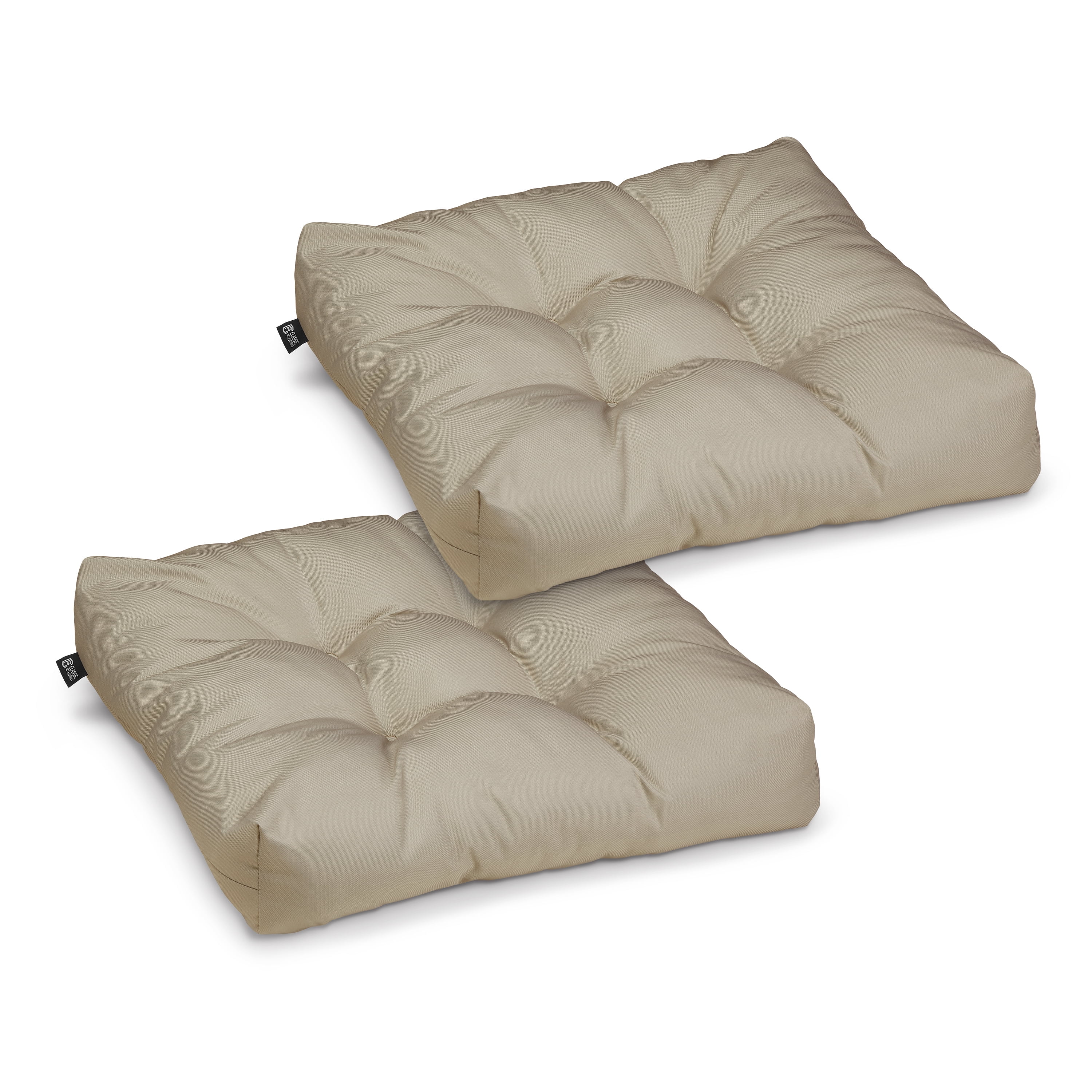 Classic Accessories Water-Resistant 19 x 19 x 5 Inch Square Patio Seat Cushion, Khaki, 2-Pack