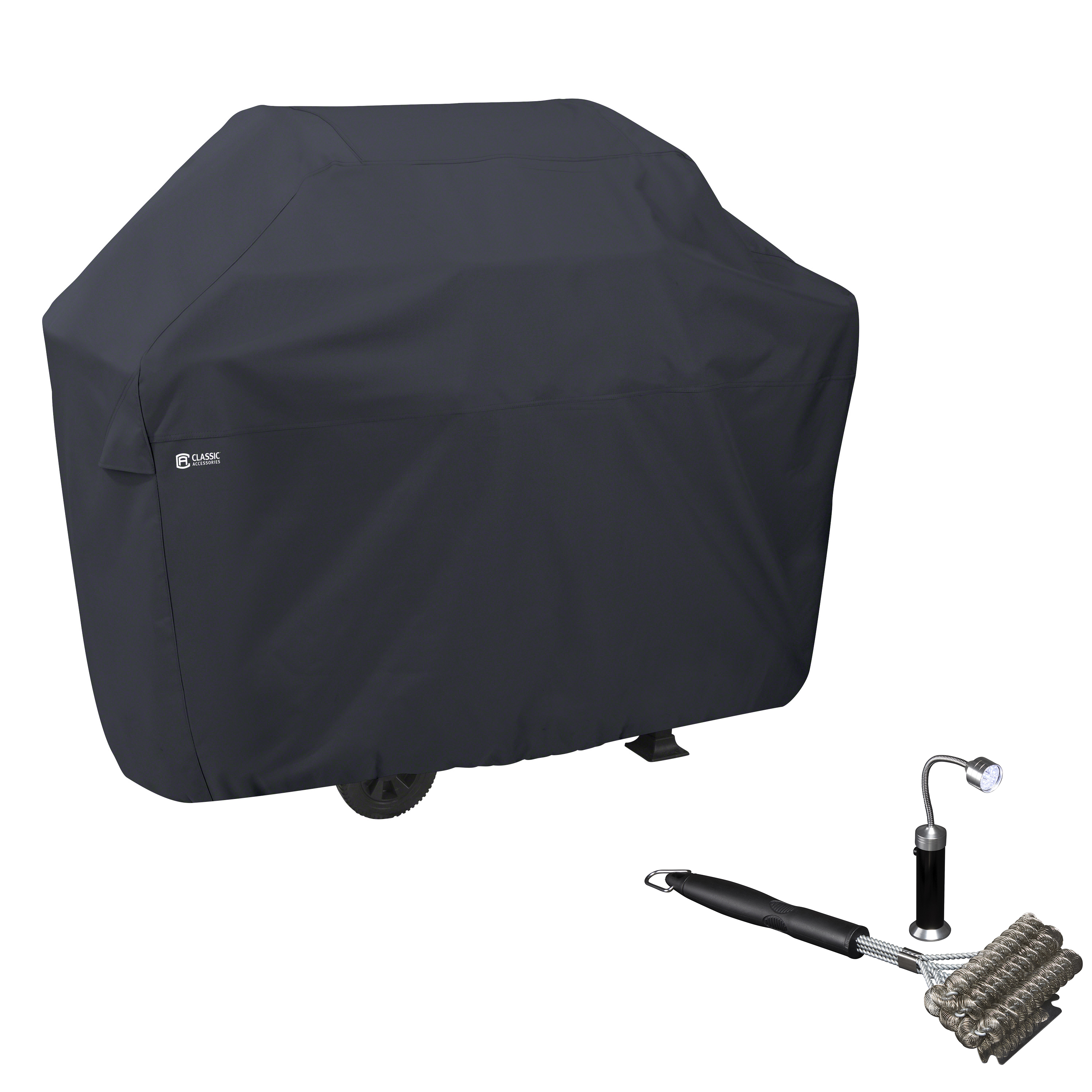 Classic Accessories Water-Resistant 70 Inch BBQ Grill Cover with Coiled Grill Brush & Magnetic LED Light - image 1 of 12