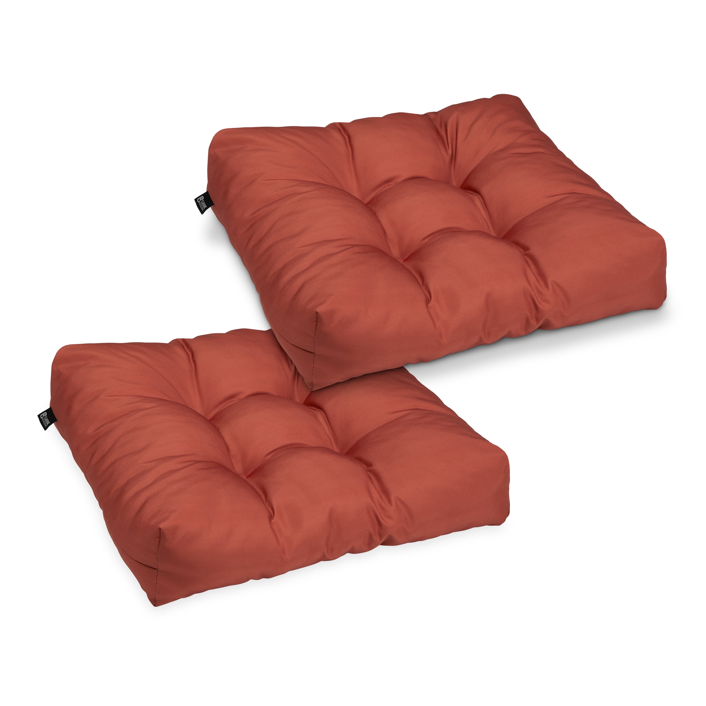 Classic Accessories Water-Resistant Square Patio Seat Cushions, 19 x 19 x 5 inch, Brick, 2 Pack