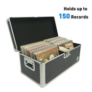 Classic Acts Vinyl Record Album Storage Case – Aluminum Lp Record Player Crates for Records – Holds up to 150 Records