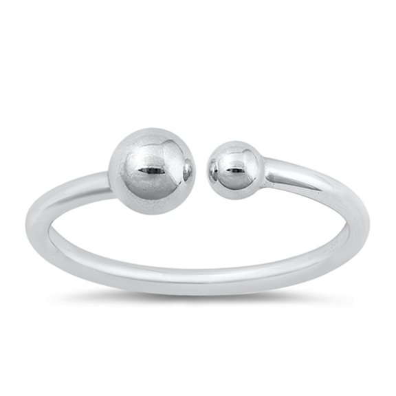 Classic Adjustable Ball End Ring .925 Sterling Silver Band Jewelry Female Male Unisex Size 7