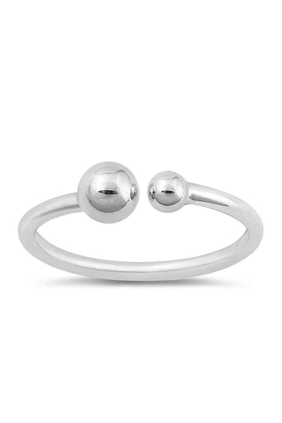 Classic Adjustable Ball End Ring .925 Sterling Silver Band Jewelry Female Male Unisex Size 7