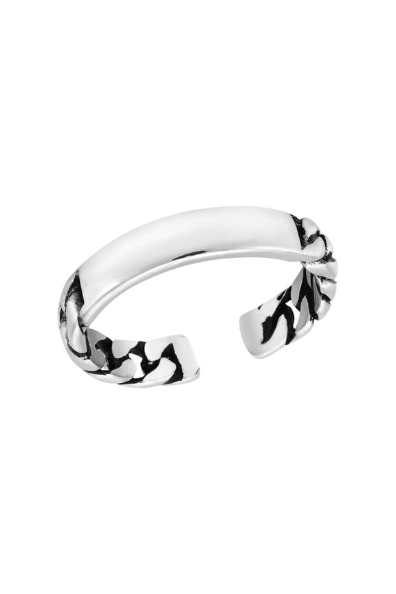 Classic Adjustable Bonded Curb Rectangular Bar .925 Sterling Silver Ring-8