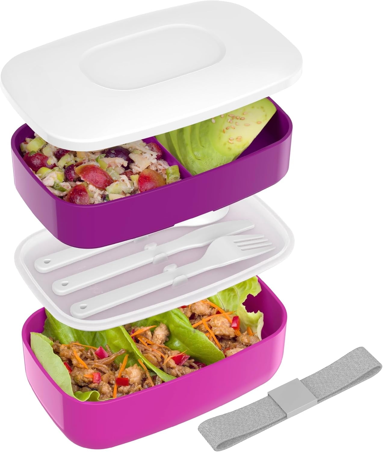 Classic - Adult Bento Box, Stackable Lunch Box with Removable Utensil ...
