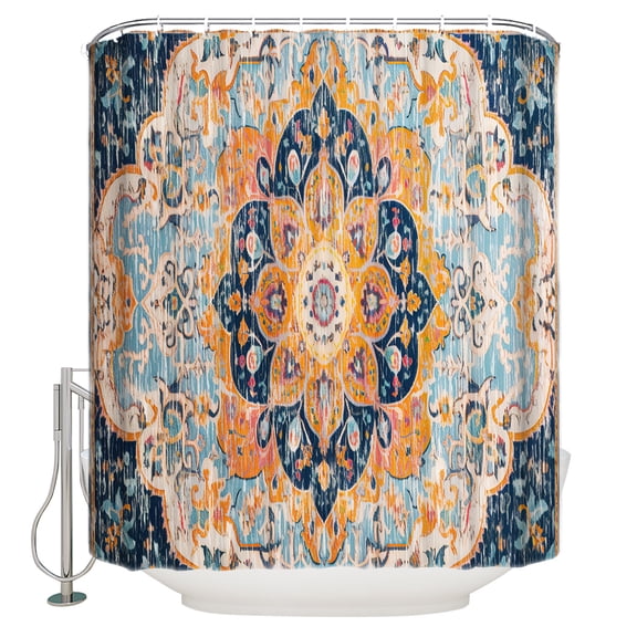 Classic African Shower Curtain, 36" x 72", Retro Pattern Waterproof Bathroom Curtain Washable Shower Curtain Set with 12 Hooks