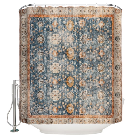Classic African Shower Curtain, 48" x 72", Medieval Retro Patterns Waterproof Bathroom Curtain Washable Shower Curtain Set with 12 Hooks
