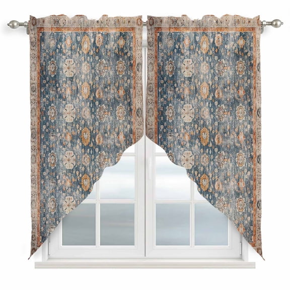 Classic African Swag Valances for Windows 2 Pack Medieval Retro Patterns Swag Kitchen Curtains 36 Inches Long Rod Pocket Short Window Treatment for Kitchen Bathroom 36"x36"