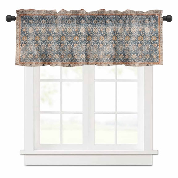 Classic African Valances for Windows Medieval Retro Patterns Rod Pocket Curtain Valance Window Treatment Short Curtains for Kitchen Living Room, 58"x16"