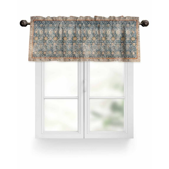 Classic African Valances for Windows Medieval Retro Patterns Valance Rod Pocket Light Filtering Short Window Treatments Curtains for Kitchen Bathroom Living Room Bedroom, 1 Panel, 42 x 12 Inch