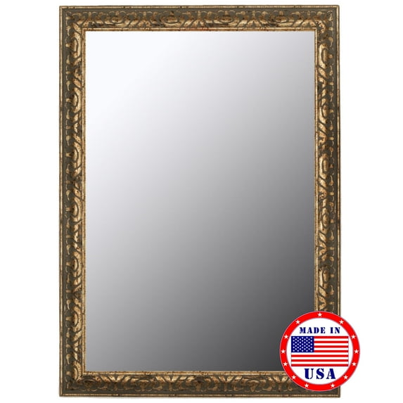 Classic Aged In Olde Copper Accents Framed Wall Mirror-Color:Silver,Finish:Glossy,Size:22"Lx 58"W
