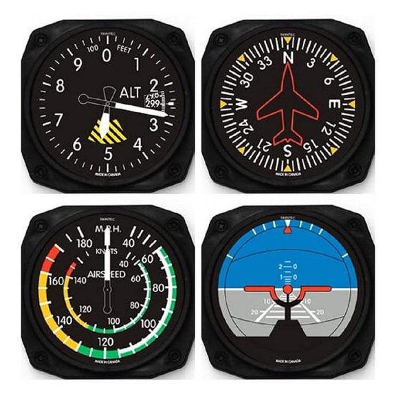 Classic Airplane Instrument Coasters Set of 4