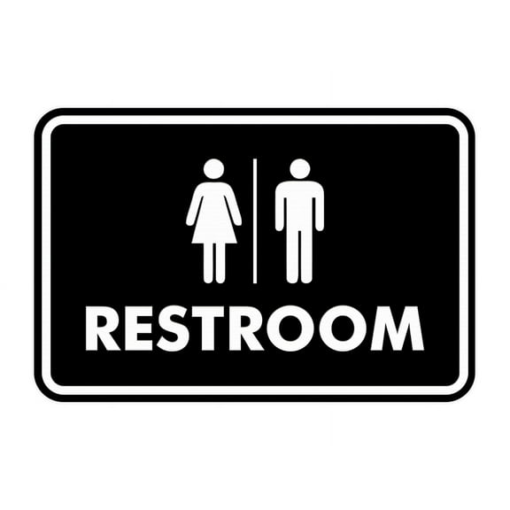 Classic All Gender Restroom Sign (Black) - Small