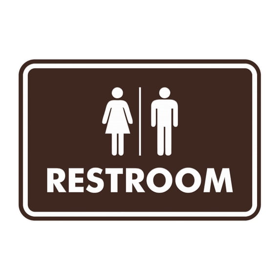 Classic All Gender Restroom Sign (Dark Brown) - Large